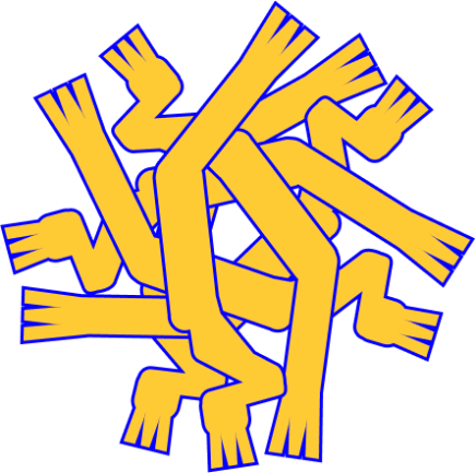 Hier sieht man viele Grafiken von handähnlichen Linien, die einen Kreis ergeben.